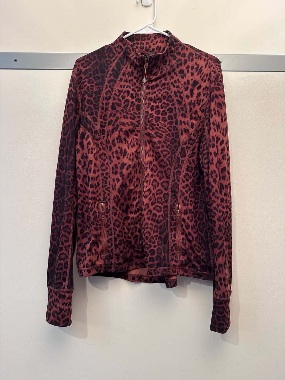 90 Degree By Reflex Jacket Size XL Red Leopard Print Zip Up